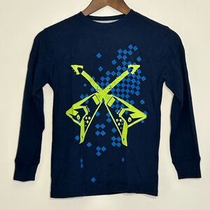 Faded Glory Graphic Long Sleeve Tee Cross Arrows Navy Youth M (8)